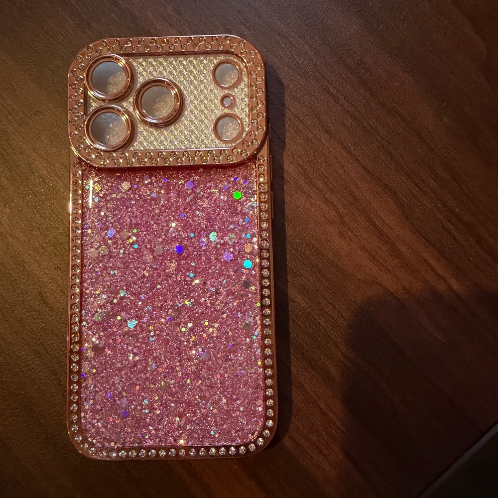 Glitter Case iPhone 17 Pro -  pink & rose gold